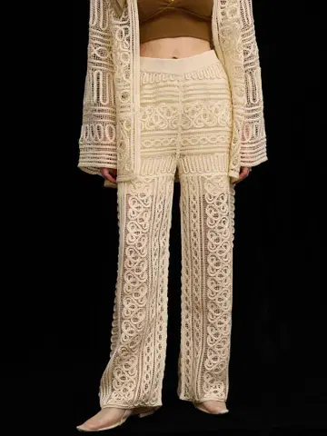 BATTEN LACE LIKE KNIT PANTS 베이지 M 사이즈
