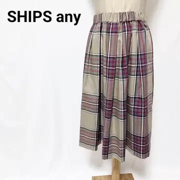 새상품급 쉽스 에니 SHIPS any 체크 무늬 스커트 허리밴딩