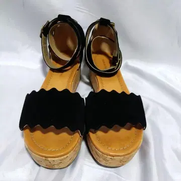 저렴한 새상품급 파비올루스 코르크 웨지 샌들 통굽 24.5cm