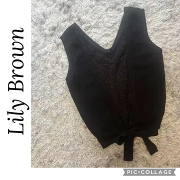Lily Brown 백 리본 니트 탑 블랙 릴리 브라운