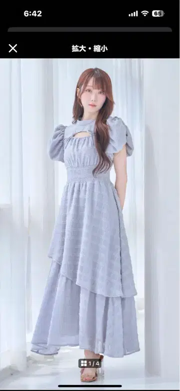 RoseMuse 자카드 체크 드레스 그레이