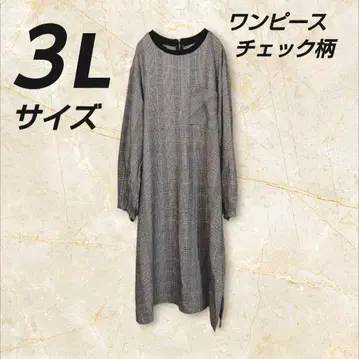 원피스 여성용 3L 사이즈 체크 무늬 긴팔