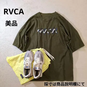RVCA 루카 전후 로고 크루넥 반팔 티셔츠 카키 올리브 새상품급
