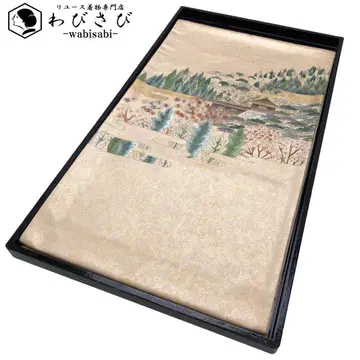 후쿠로 오비 전체 자수 산의 풍경 금 부품 자수 O-1047