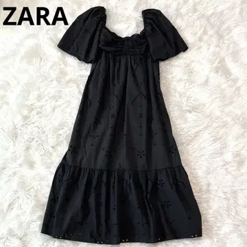 ZARA 자라 자수 롱 원피스 자수 블랙 새상품급 M 블랙