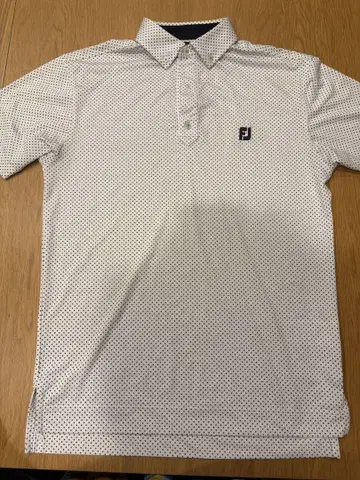 풋조이 FootJoy 폴로 셔츠 M 화이트 올 패턴 버튼 다운 화이트