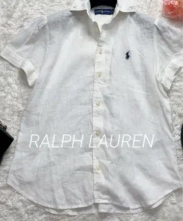 Ralph Lauren 반팔 린넨 셔츠 화이트 블라우스