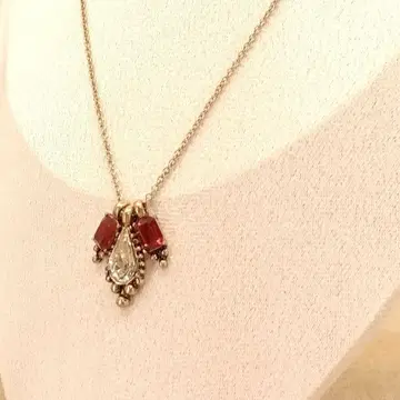 빈티지 골드 체인 지르코니아 목걸이 레드 앤티크