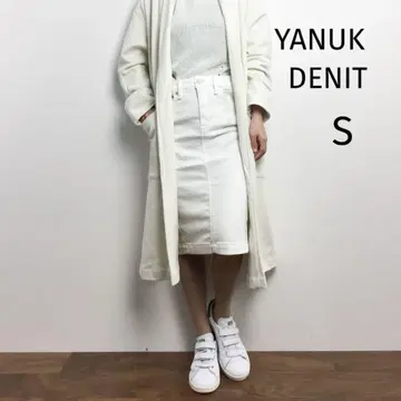 야누크 데님 스커트 DENIT 미들 펜슬 스커트 화이트 S