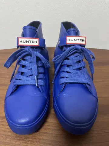HUNTER 블루 하이컷 스니커즈 레인 슈즈