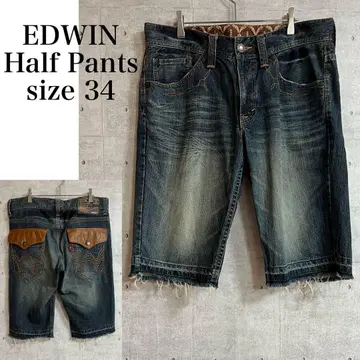 EDWIN XV 데님 하프 팬츠 웨스턴 네이비 사이즈 34