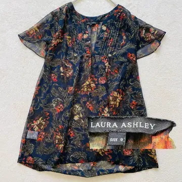 LAURA ASHLEY 꽃무늬 쉬폰 블라우스 M 개더링 플리츠 디자인