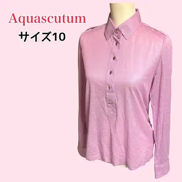 Aquascutum 코튼 100% 하프 버튼 골드 버튼 블라우스 셔츠