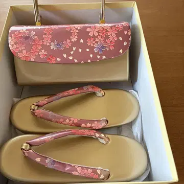 벚꽃 무늬 후리소데 호몬기 조리와 백 세트