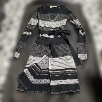 Diane von Furstenberg 니트 라메 믹스 랩 원피스 XS