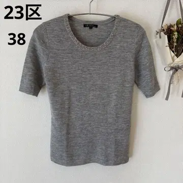 23구 비즈 장식 반팔 니트 사이즈 38 온워드 카시야마