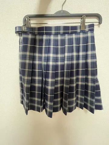 네이비 그레이 체크 플리츠 스커트