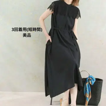 새상품급 ROSSO 워셔블 요크 레이스 원피스 블랙
