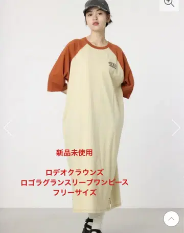 로데오 크라운 로고 래글런 슬리브 원피스