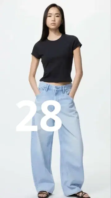 유니클로 배기 커브 청바지 28