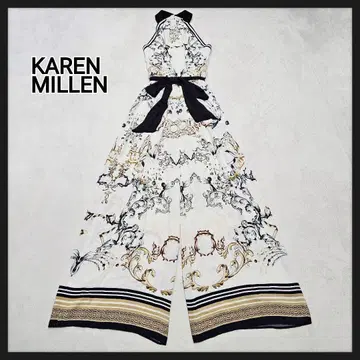 [택 포함 새상품] KAREN MILLEN 올인원 올 패턴 허리 리본