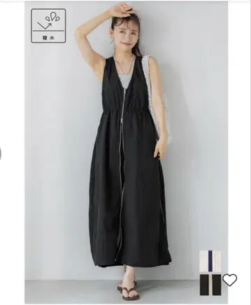 코카 코카 나일론 와셔 사이드 라인 드레스 발수 가공 원피스