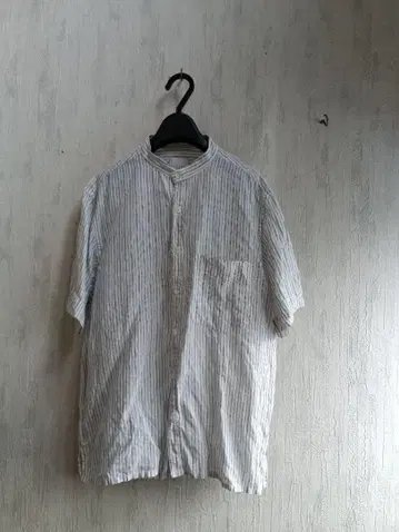 매킨토시 철학 밴드 카라 린넨 스트라이프 셔츠