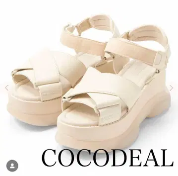 COCODEAL 크로스 벨트 통굽 샌들 화이트 코코딜