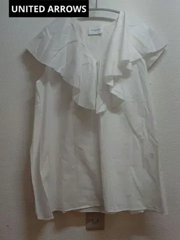 UNITED ARROWS 프릴 슬리브리스 셔츠 화이트 [FF]