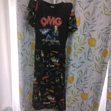 히스테릭 글래머 OMG 프린트 반팔 원피스