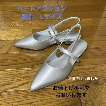 새상품 하트 액션 실버 스틸레토 슬링백 샌들