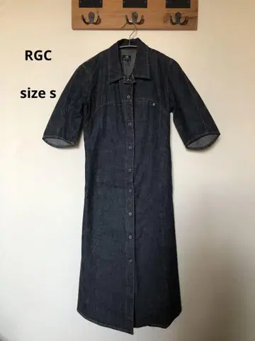 RGC 다크 데님 반소매 셔츠 원피스 S