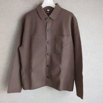 유니클로 밀라노 리브 셔츠 가디건 M 38/BROWN