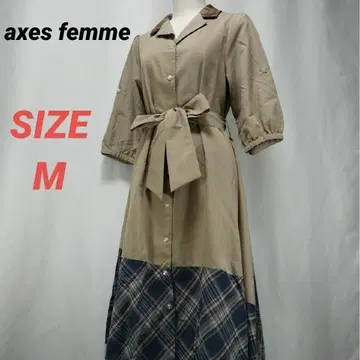axes femme 엑시즈팜 셔츠 원피스 체크 7부 소매
