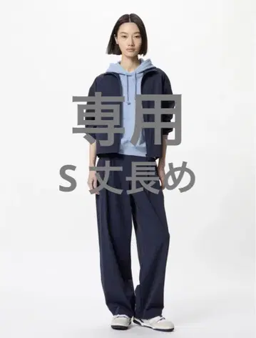 유니클로 울트라 스트레치 액티브 와이드 팬츠 긴 길이 네이비 S