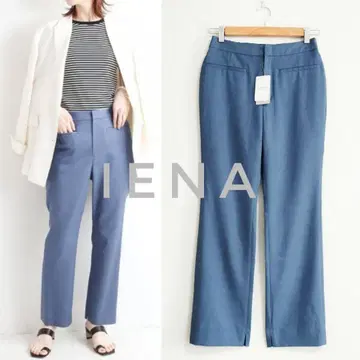 택 포함 새상품 IENA 컬러 슬림 크롭 팬츠 블루 36