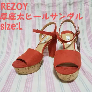 미사용 택 포함 REZOY 리조이 통굽 와이드 힐 샌들 하이힐 24cm
