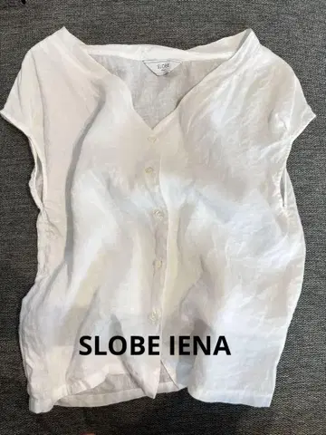 SLOBE IENA 린넨 반팔 블라우스 셔츠 화이트