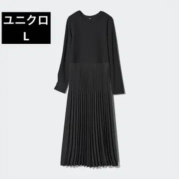 유니클로 콤비네이션 원피스/블랙 검정 L/유니클로