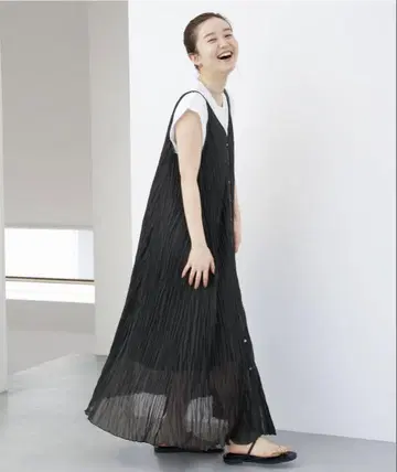택 포함 새상품 IENA 시어 플리츠 원피스 38