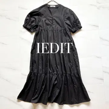 새상품급 IEDIT 원피스 티어드 블랙 루즈한 긴팔 A라인 롱