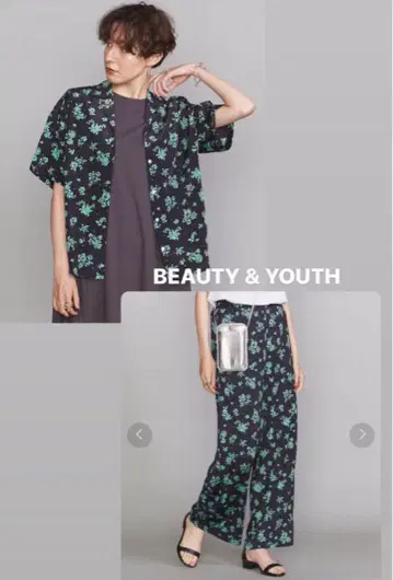 BEAUTY & YOUTH 꽃무늬 셋업 이지 팬츠