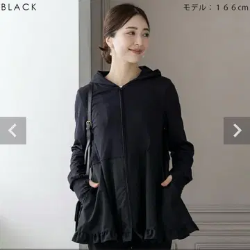 미사용 SONO 티어드 플레어 튜닉 후디 래쉬가드 블랙