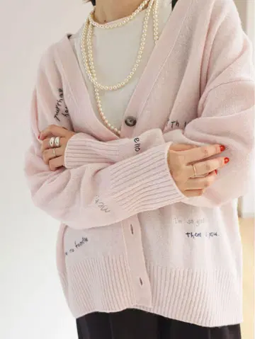 SLOBE IENA 핑크 자수 가디건