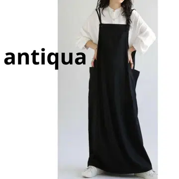안티카 antiqua 빅 포켓 오버롤 스커트 블랙 F
