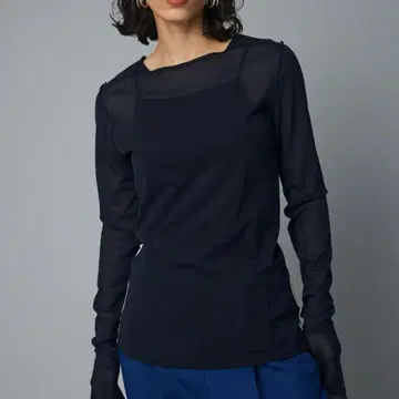 HeRIN.CYE Mesh inner color tops 네이비 새상품