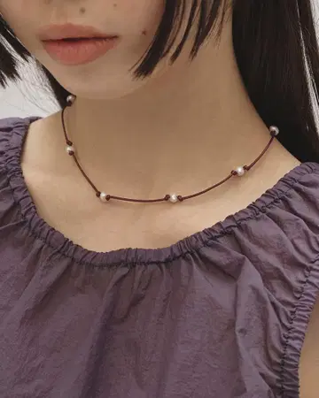 TODAYFUL Cord Pearl Choker 버건디 새상품