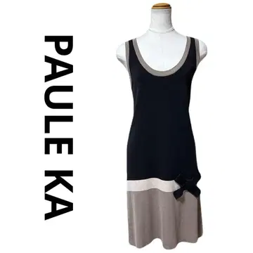 새상품급 PAULE KA 폴카 슬리브리스 니트 원피스 바이컬러