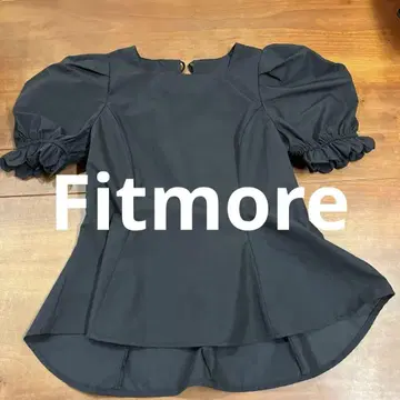 Fitmore 볼륨 슬리브 쉐이프 라인 블라우스 백 리본 블랙