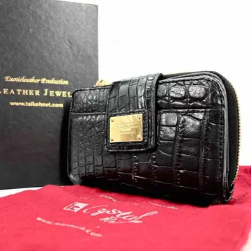 새상품급 LEATHER JEWELS 두겹 지갑 크로코 무늬 블랙